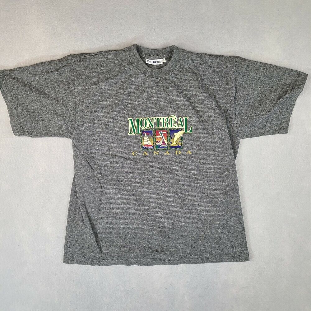 White Stag Montreal Canada Men's T-Shirt‎ Size Large Gray Cotton